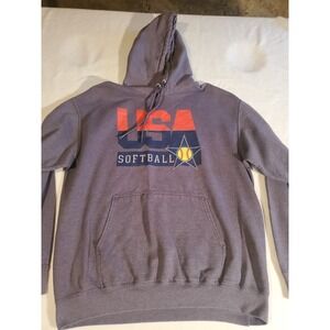 USA Softball Hoodie/Sweatshirt L/XL Blue Vintage